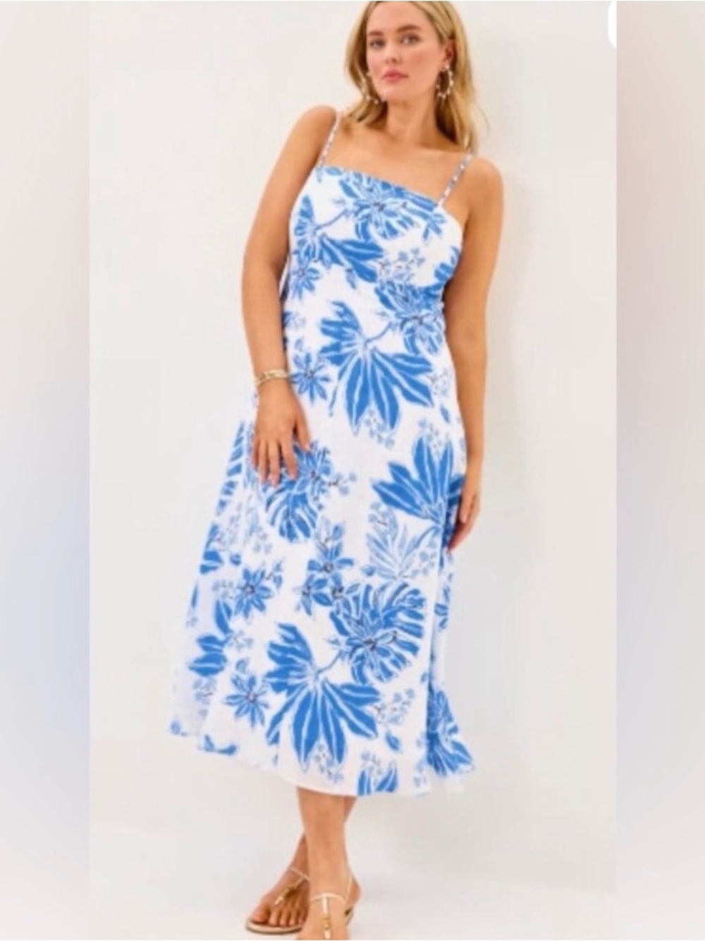 Lilly Pulitzer White and Blue Floral Linen Dress